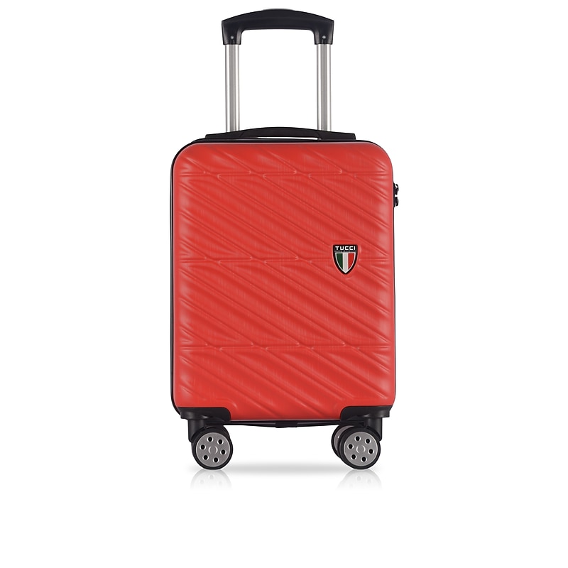 TUCCI 17" Hardside Carry-On Suitcase, 4-Wheeled Spinner, TSA Checkpoint Friendly, Red (T0476-17in-RED) image 1