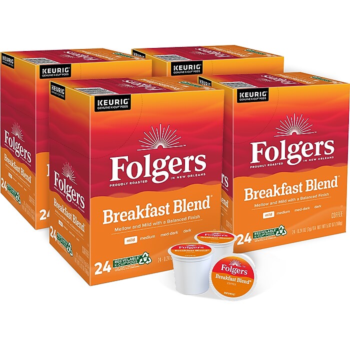 Folgers Breakfast Blend Coffee, Keurig K-Cup Pod, 96/Carton