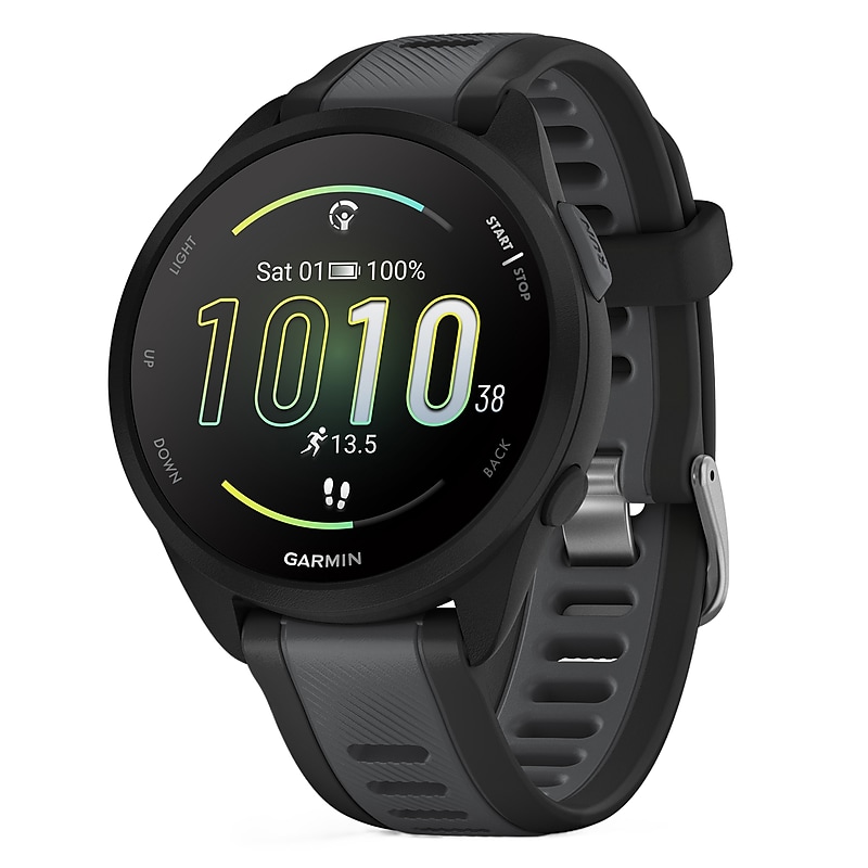 Garmin Forerunner 165 Smartwatch, GPS, 43mm, Slate Gray & Black Silicone Band (010-02863-20) image 1