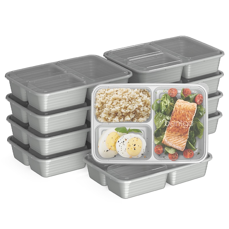 Bentgo Prep 3-Compartment Containers, Silver (BGPRP3-SV) image 1
