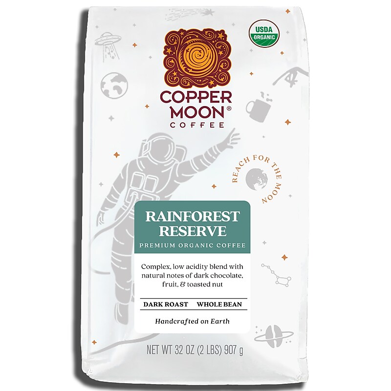 Copper Moon Rainforest Reserve Organic Beans Coffee, Dark Roast, 32 oz. (260158 - BAG) image 1
