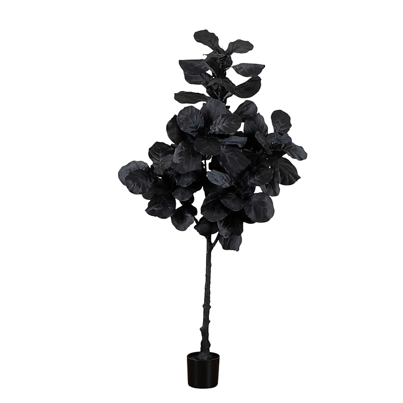 Nearly Natural Artificial Halloween Black Fiddle Leaf Tree, 6' (T5148) image 1