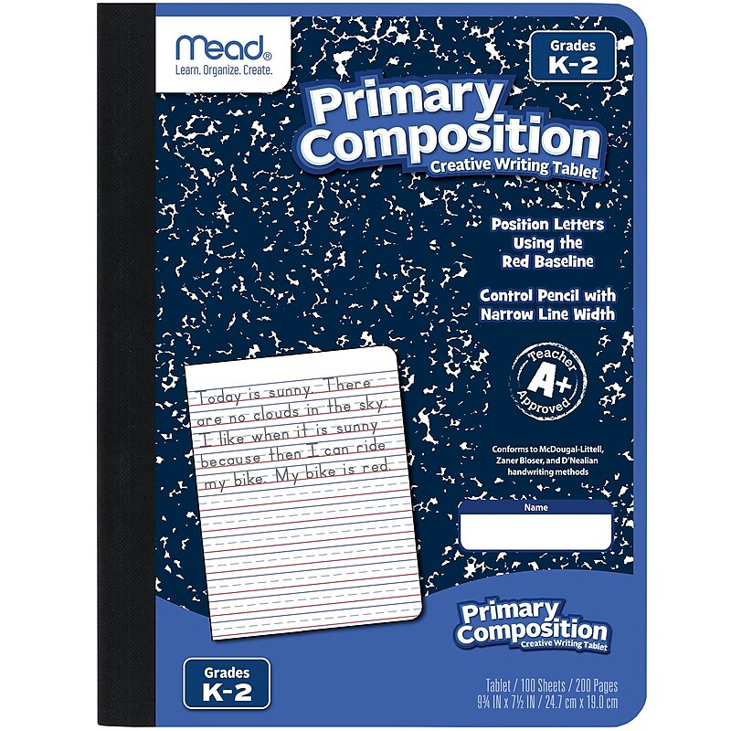 Mead Grades K-2 Composition Notebooks, Primary Ruled, 100 Sheets, Blue (09902) image 1