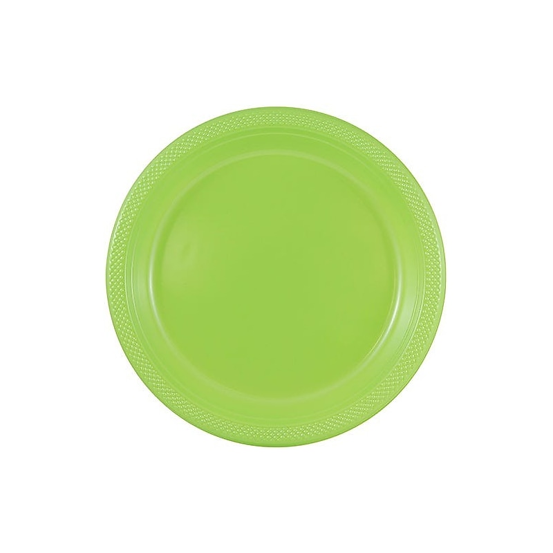 JAM PAPER 9" Plastic Plates, Lime Green, 60 Plates/Pack (9255320685g) image 1
