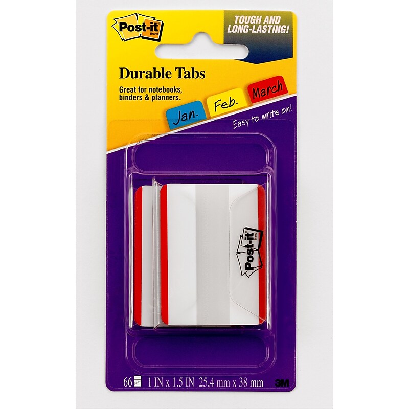 Post-it® Durable Tabs, 2" Wide, Solid, Red, 50 Tabs/Pack (686F-50RD) image 1
