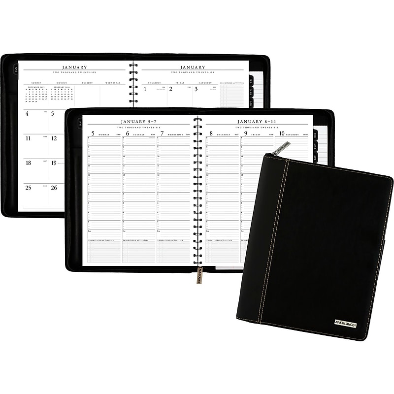2026 AT-A-GLANCE Executive 8.25" x 11" Weekly & Monthly Appointment Book, Faux Leather Cover, Black (70-NX81-05-26) image 1