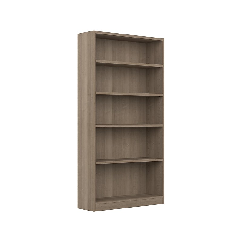 Bush Furniture Universal 72"H 5-Shelf Bookcase with Adjustable Shelves, Ash Gray Laminated Wood (WL12427) image 1
