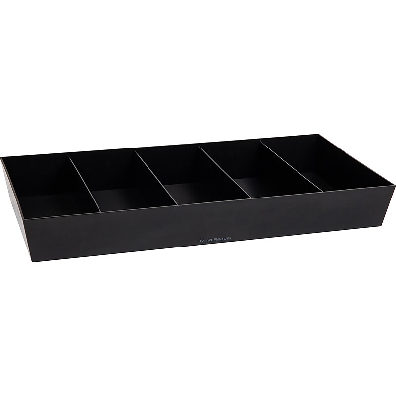 Mind Reader Plastic Snack Tray Countertop Organizer Condiment Holder, Black (SNACKORGT-BLK) image 1
