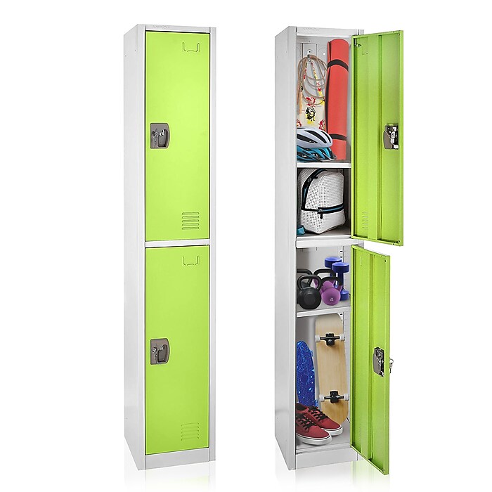 AdirOffice 72'' 2-Tier Green Storage Locker, 2/Pack (629-202-GRN