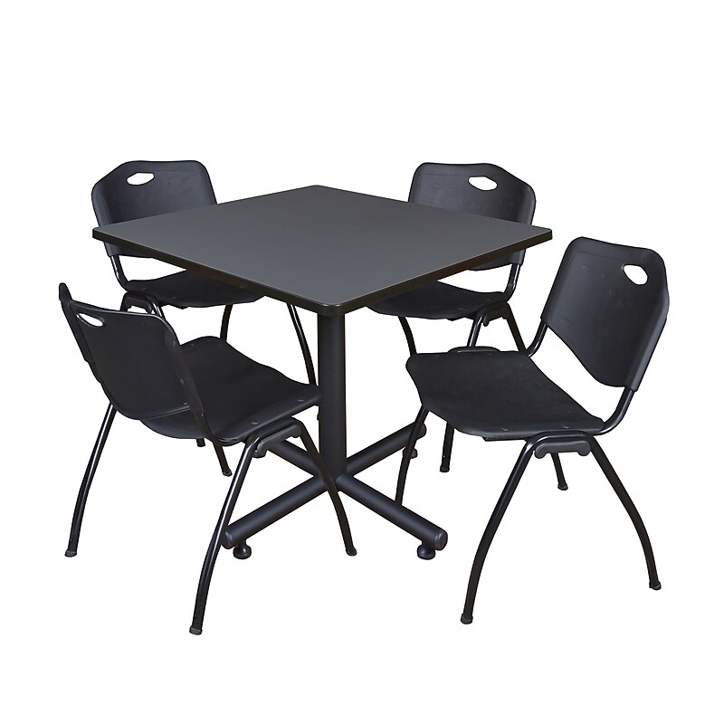 Regency 36-inch Square Laminate Table with Zeng Stacker Chairs, Black (TKB3636GY47BK) image 1