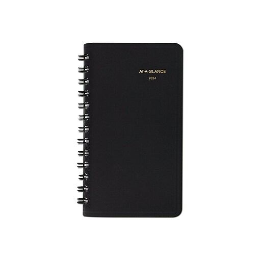 2024 ATAGLANCE 2.5" x 4.5" Weekly Planner, Black (700350524) Staples
