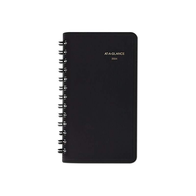 2024 AT-A-GLANCE 2.5" x 4.5" Weekly Planner, Black (70-035-05-24) image 1