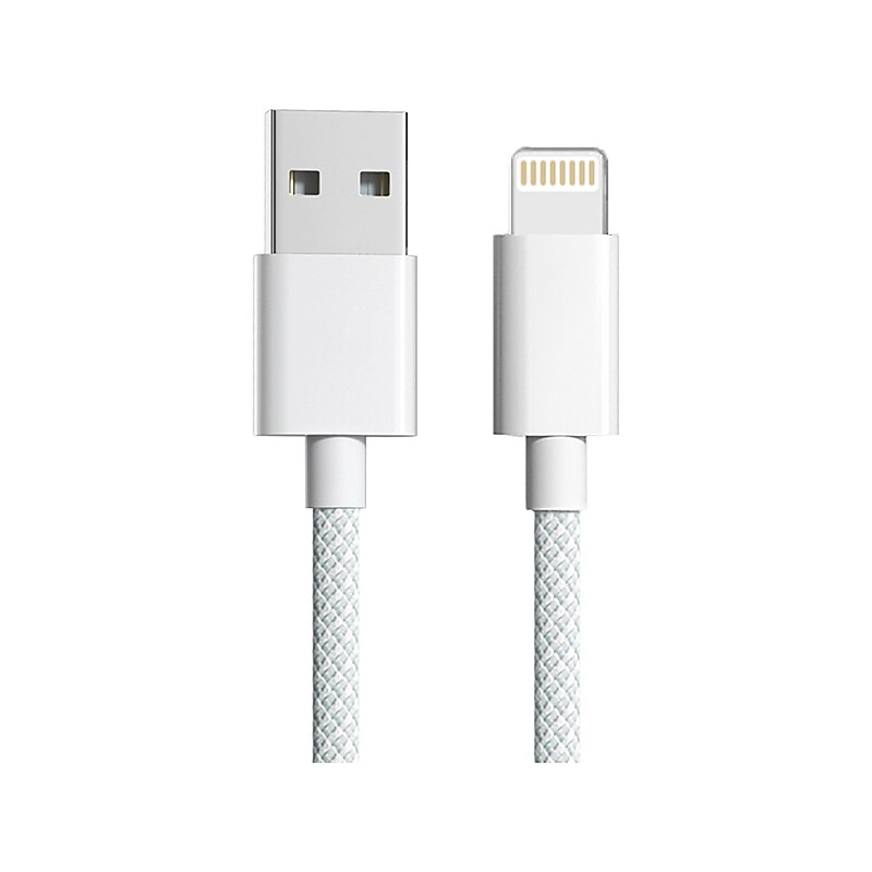 3D Luxe Cool Cables USB Type-C to Lightning Charging Cable, 3 ft., Gray/White (A-LIGHT-WHITE) image 1
