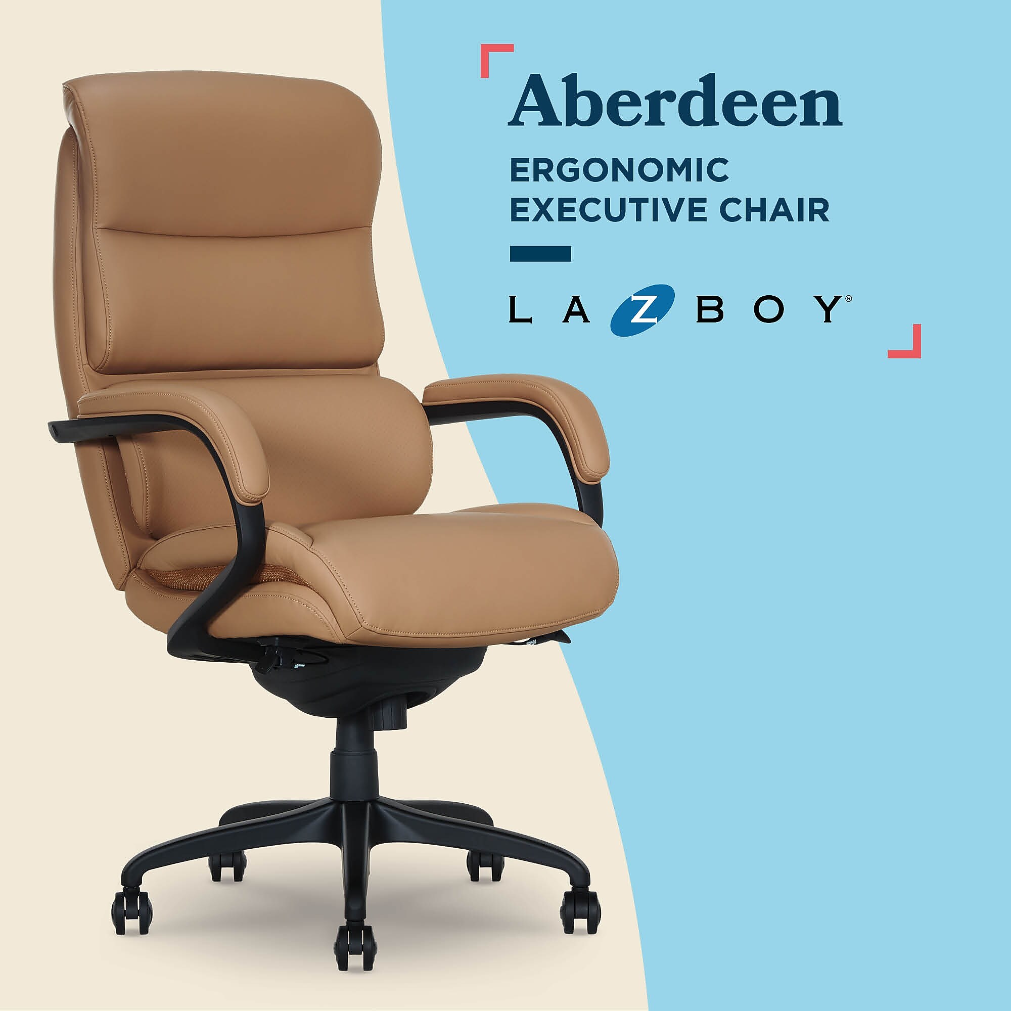 La-Z-Boy Aberdeen Ergonomic Bonded Leather Swivel Executive Chair, Tan (51545-TAN) Sansujyuku sansujyuku.com