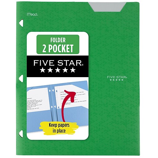 Five Star Stay Put 3-Hole Punched 2 Pocket Plastic Folder, Retro