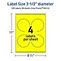 Avery Laser/Inkjet Round Multipurpose Labels, 3.5" Dia., Neon Yellow, 320/Box (94514)~#|#~30CA7436-2883-4394-ACD702D8F5E2C5D4_sc7
