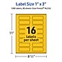 Avery Laser/Inkjet Rectangle Multipurpose Labels, 1" x 3", Bright Yellow, 1280/Box (94224)~#|#~30CBC7BC-FEFE-4B6B-846839181F261EFF_sc7