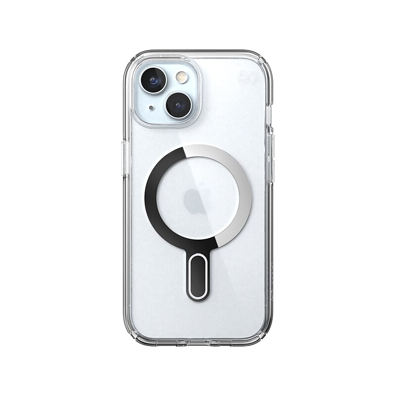 Speck Presidio Perfect-Clear MagSafe ClickLock Phone Case for iPhone 15, Clear/Chrome (150441-3199) image 1
