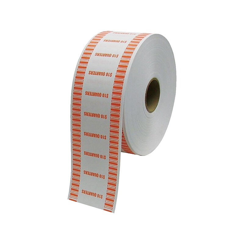 CONTROLTEK $10 Quarter Coin Wrapper for Coin Wrapping Machines, Kraft/Orange, 8 Rolls/Carton (575037) image 1