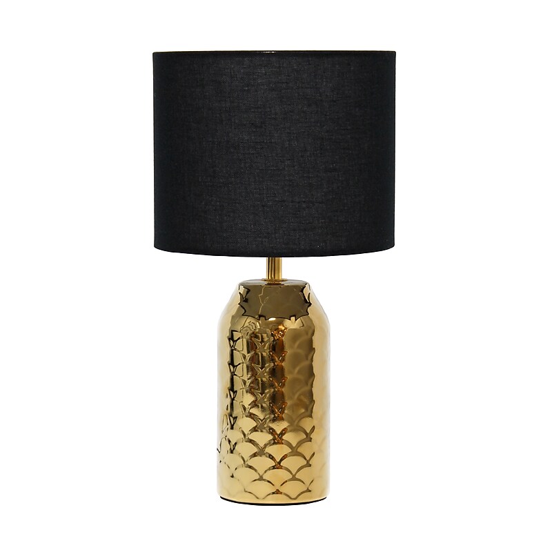Simple Designs Whimsical Wave 13.4" LED Table Lamp, Gold Base/Black Shade (LT2123-GLD) image 1