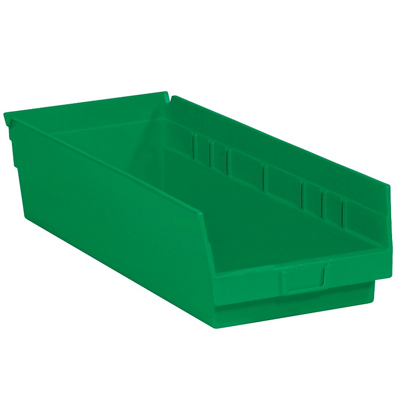 Partners Brand Medium Plastic Storage Bin, 6.625" x 17.875"x 4", Green, 20/Carton (BINPS112G) image 1