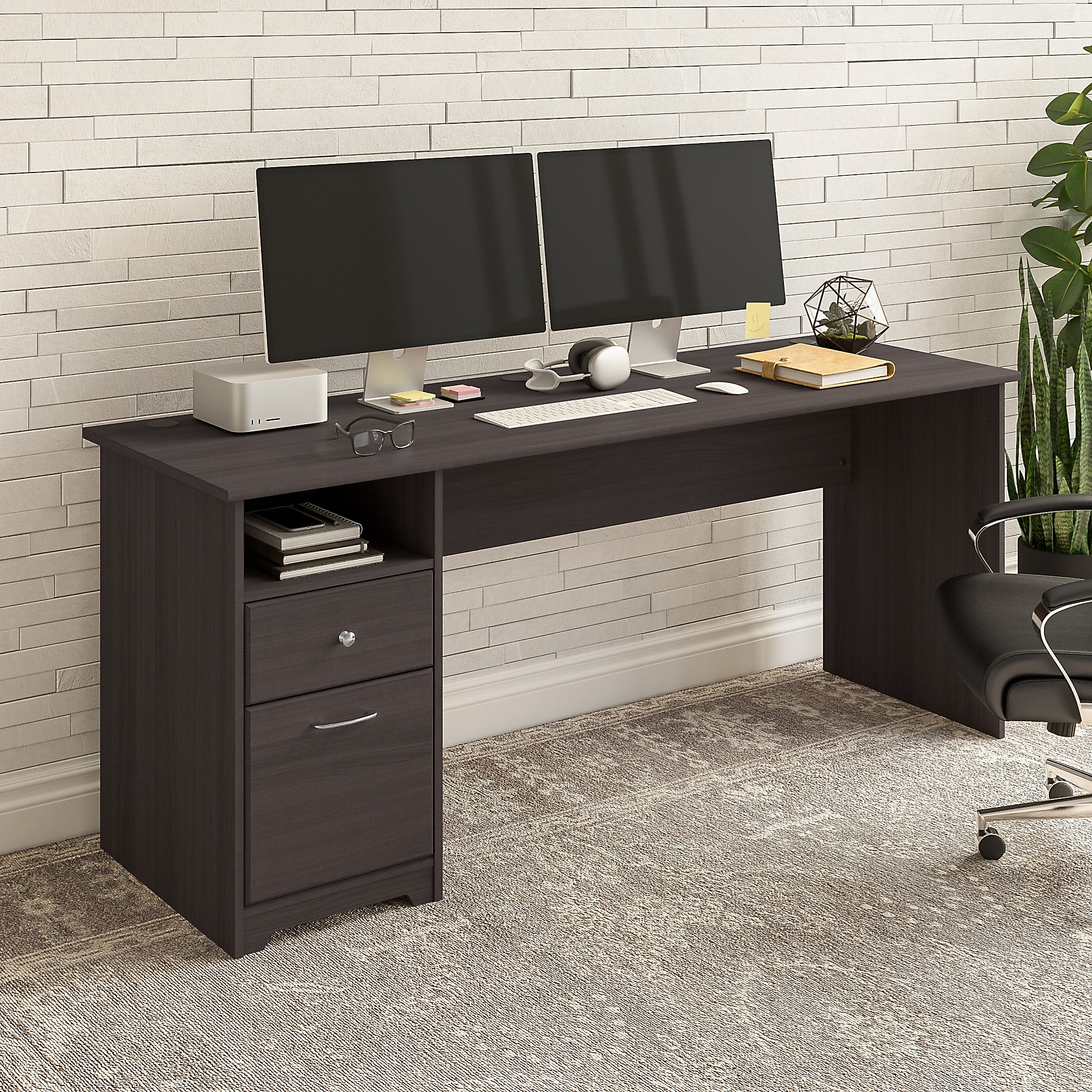 Bush Furniture Cabot 72″W Computer Desk with Drawers, Heather Gray (WC31772) Sansujyuku sansujyuku.com
