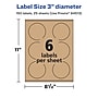Avery Laser/Inkjet Round Multipurpose Labels, 3" Dia., Kraft Brown, 150 Labels/Pack (94513)~#|#~3112126B-FA6C-4706-999D2B9317562C37_sc7