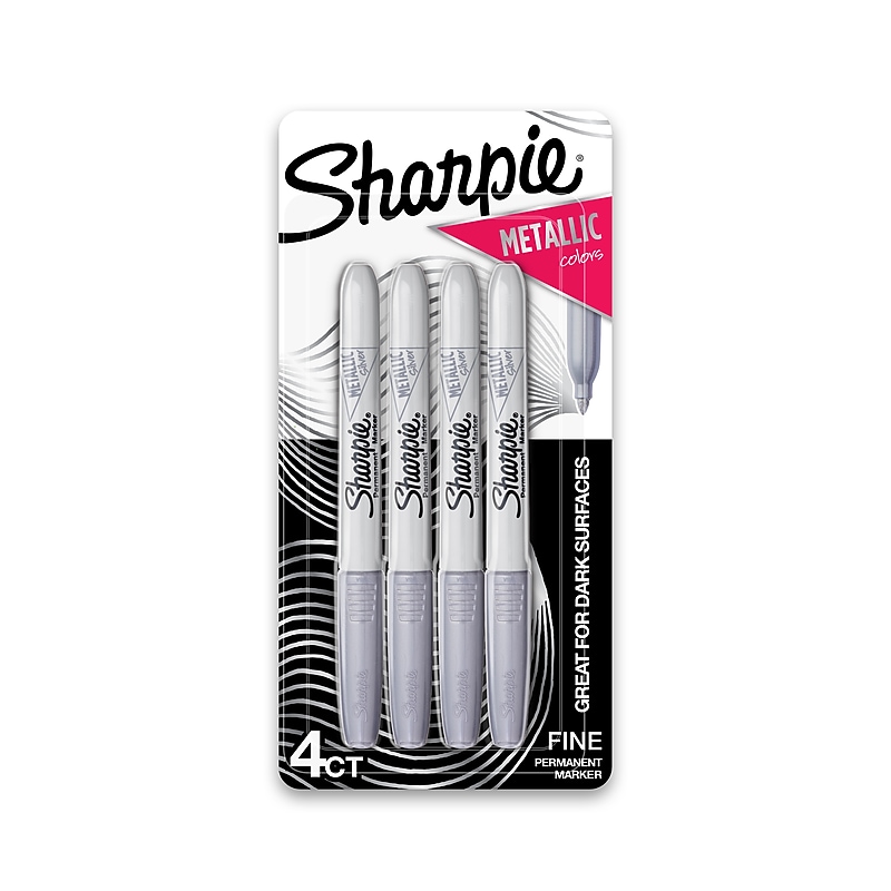 Sharpie Metallic Permanent Marker, Fine Tip, Gray/Silver, 4/Pack (39109) image 1
