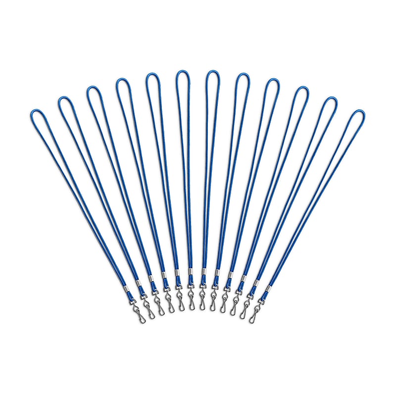 Staples Lanyards with Swivel Clip,  36" Length, Nylon, Blue, 12/Pack (18917) image 1