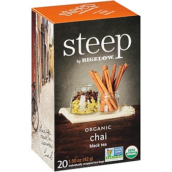Steep by Bigelow Caffeinated Chai Black Tea Bags, 6/Carton (17708)