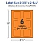 Avery Square Multipurpose Labels, 2.75" x 2.75", Bright Orange, 480/Box (94109)~#|#~3133B3CA-3DC4-4B12-BF989A9169267B39_sc7