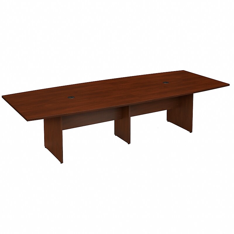 Bush Business Furniture 120W x 48D Boat Shaped Conference Table with Wood Base, Hansen Cherry (99TB12048HCK) image 1