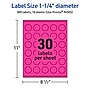 Avery Laser/Inkjet Round Multipurpose Labels, 1.25" Dia., Neon Magenta, 300/Pack (94505)~#|#~31363720-1C22-4BA9-8B172A54A3303BA2_sc7