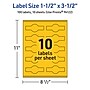 Avery Laser/Inkjet Cigar Multipurpose Labels, 1.5" x 3.5", Bright Yellow, 100/Pack (94122)~#|#~313B1A90-74CD-4B13-8B82DB2159704B82_sc7
