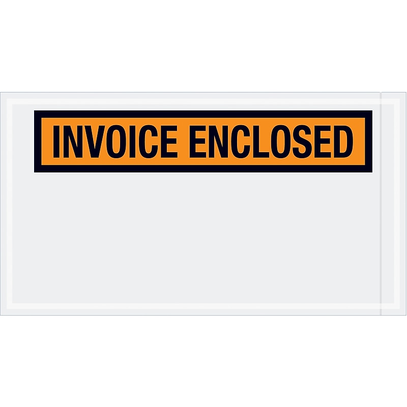 "Invoice Enclosed" Packing List Envelope, 10" x 5.5", Orange, 1000/Carton (PL27) image 1