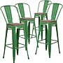 Flash Furniture Lily Contemporary Metal Vertical Back Barstool, Green, 4-Pieces/Pack (4CH3132030GBGNW)~#|#~31407118-0868-47CE-B86686040D38A24C_sc7