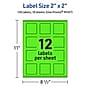 Avery Laser/Inkjet Multipurpose Square Labels, 2" x 2", Neon Green, 120/Pack (94107)~#|#~3147467D-7991-421B-9BFB36F84993FA26_sc7