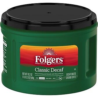 Folgers Classic Roast Decaf Ground Coffee, Medium Roast, 19.2 oz. (PRO000374)