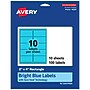Avery Laser/Inkjet Multipurpose Labels, 2" x 4", Bright Blue, 10 Labels/Sheet, 10 Sheets/Pack (94207-BBP10)~#|#~3154A84F-6F5E-444E-89576359C335FEBA_sc7
