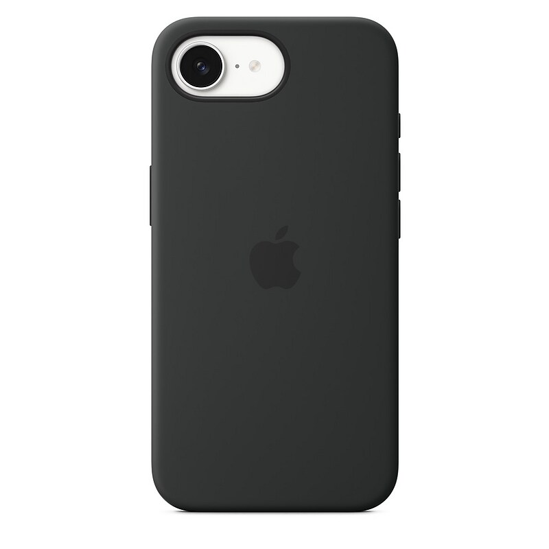 Apple Silicone Phone Case for iPhone 16e, Shock Absorbing, Black (MD3N4ZM/A) image 1