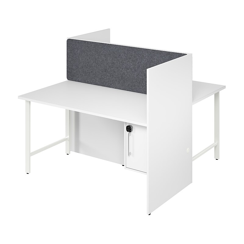 Bush Business Furniture Hustle 60"W 2 Person Back to Back Cubicle Panel Workstation, White (HUS023WH) image 1