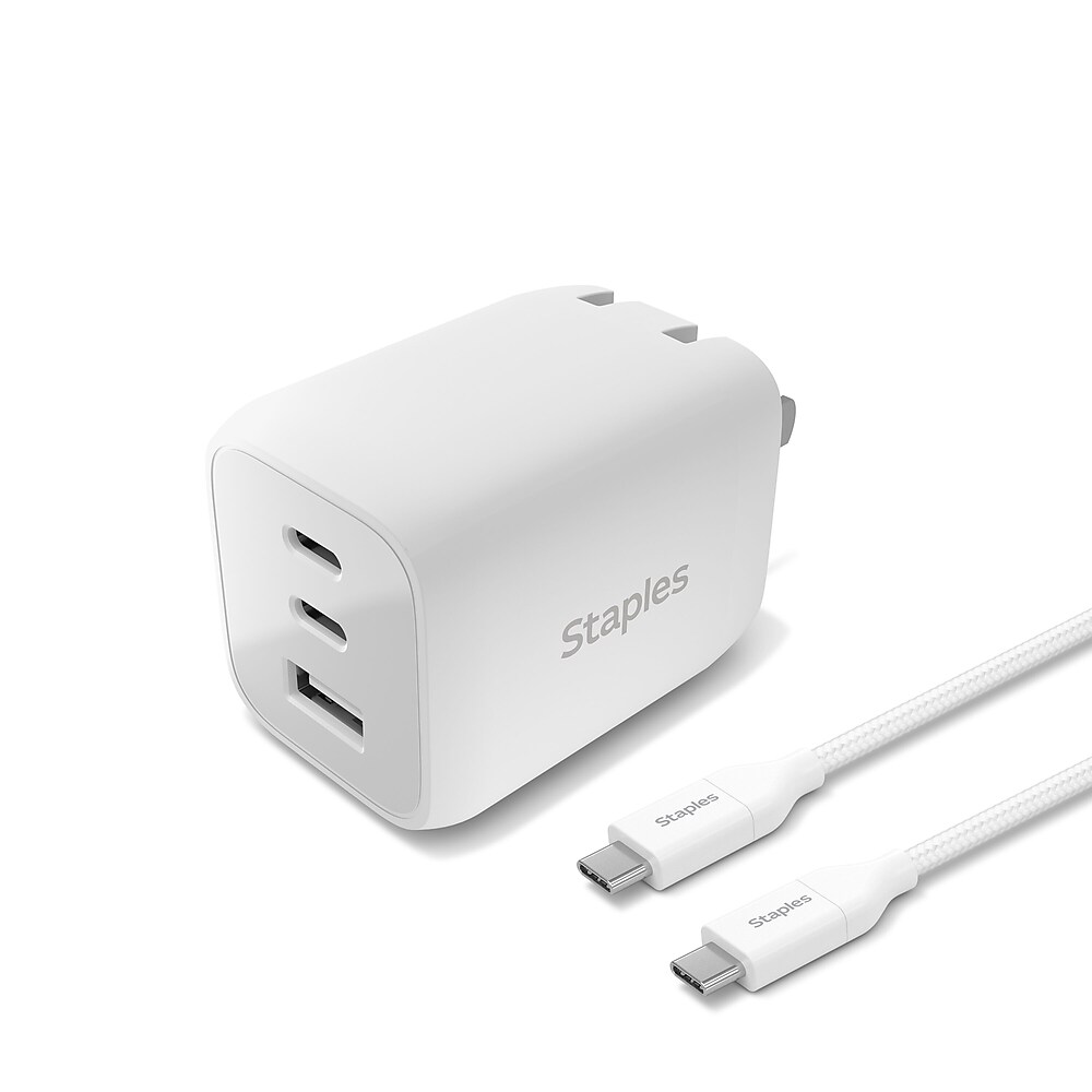 Staples® TECH 65W GaN wall charger with USB-C cable