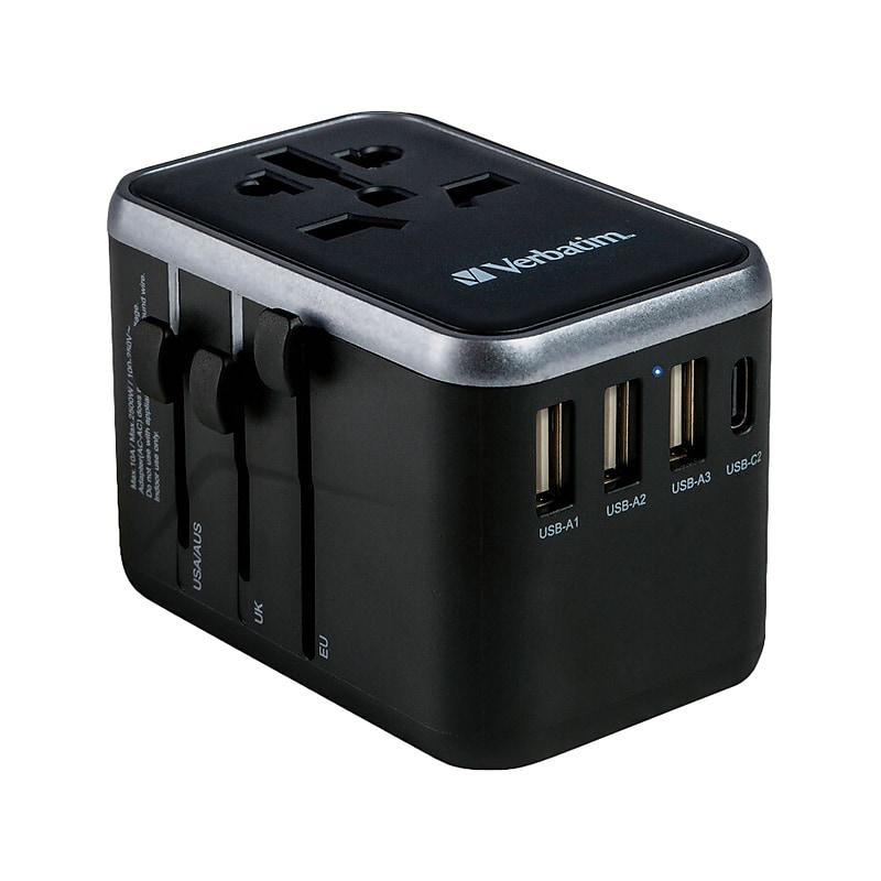 Verbatim UTA-04 Plastic Travel Power Adapter, Black (49546) image 1