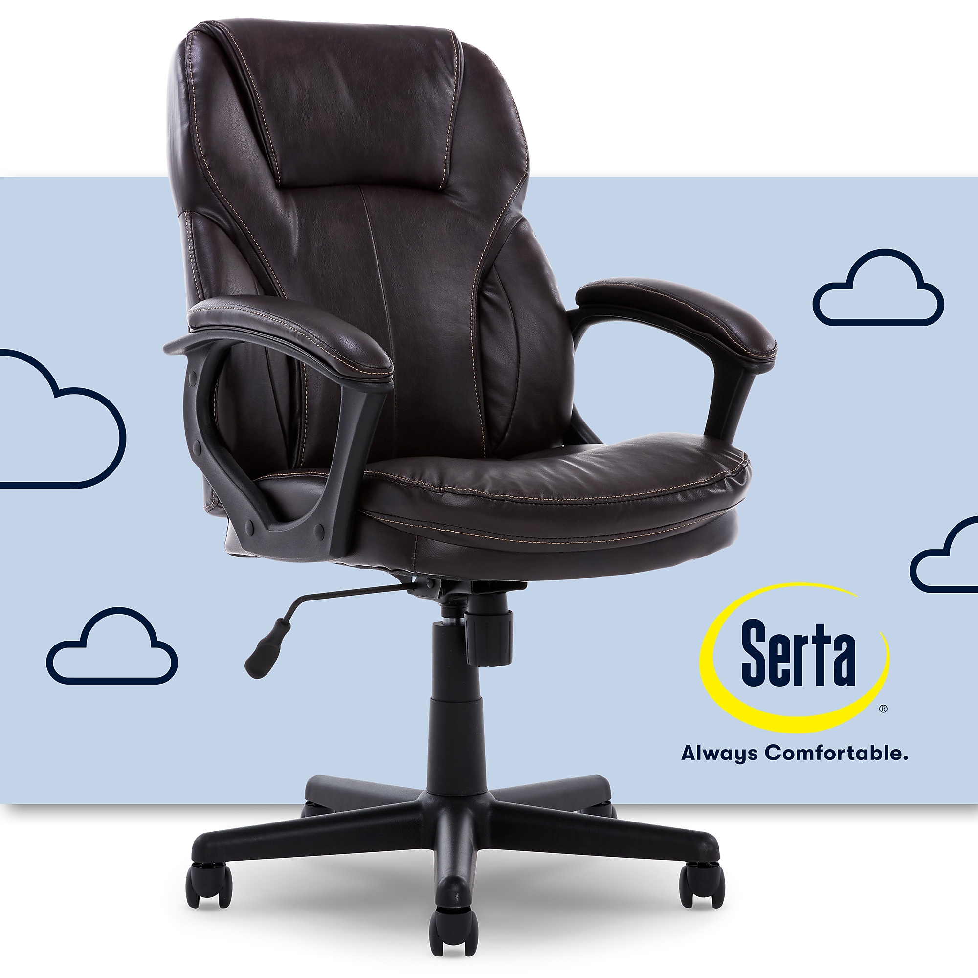 Serta Manager’s Office Chair, Puresoft Faux Leather, Roasted Chestnut Brown (43669OSS) Sansujyuku sansujyuku.com
