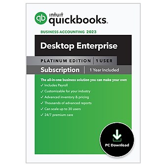 QuickBooks Desktop Enterprise Platinum 2023 for 1 User, Windows, Download (5101250)