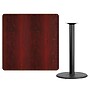 Flash Furniture Square Laminate Table Top with 24" Round Bar-Height Table Base, 42" x 42", Mahogany (XUMA4242TR24B)~#|#~316CA76B-E200-4748-B16718F8078F43F4_sc7