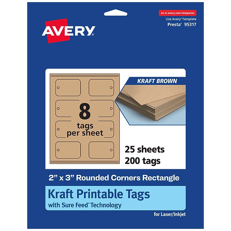 Avery 3" Blank Price & Merchandise Tags, Kraft Brown, 200/Pack (95317-KMT25) image 1