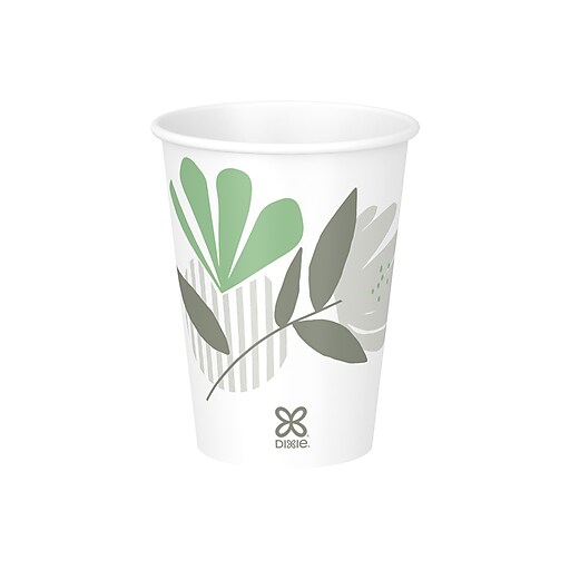 Dixie Pathways Poly Paper Hot Cups, 12 oz., White, 1000/Carton
