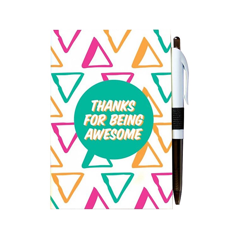 Baudville Colorific Value Thanks for Being Awesome Journal with Pen, 4" x 6", Ruled, Multicolor, 5/Pack (94105P5) image 1