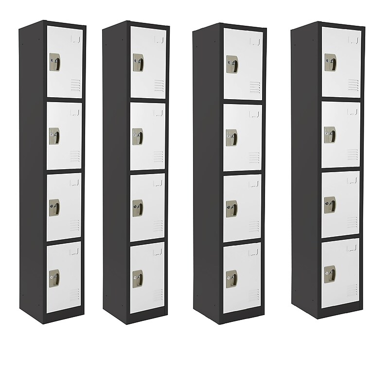 AdirOffice 72" 4-Tier Black and White Storage Locker, 4/Pack (ADI629-204-B-W-PKG-4) image 1
